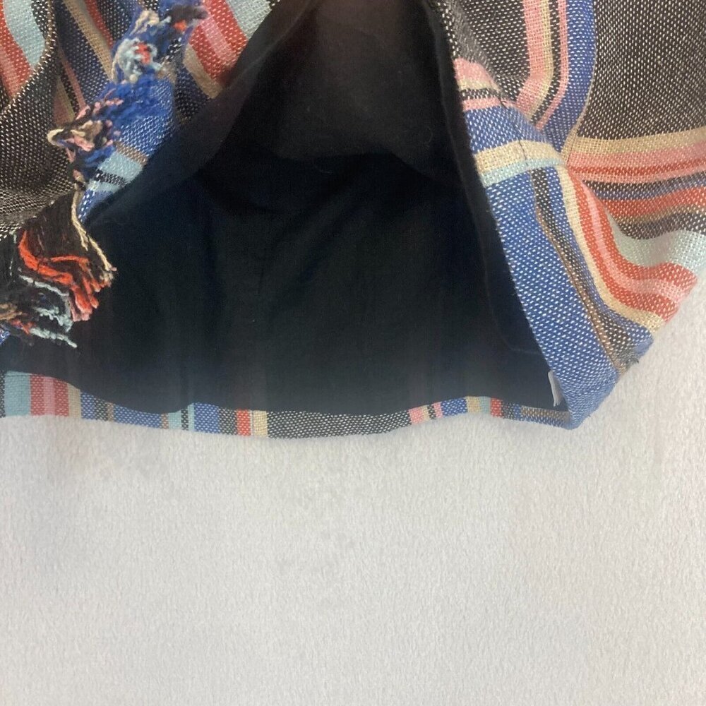 Guess Silas Woven Mini Skirt Womens Size 0 Striped Boho Multicolor Belted Fringe - Picture 6 of 9